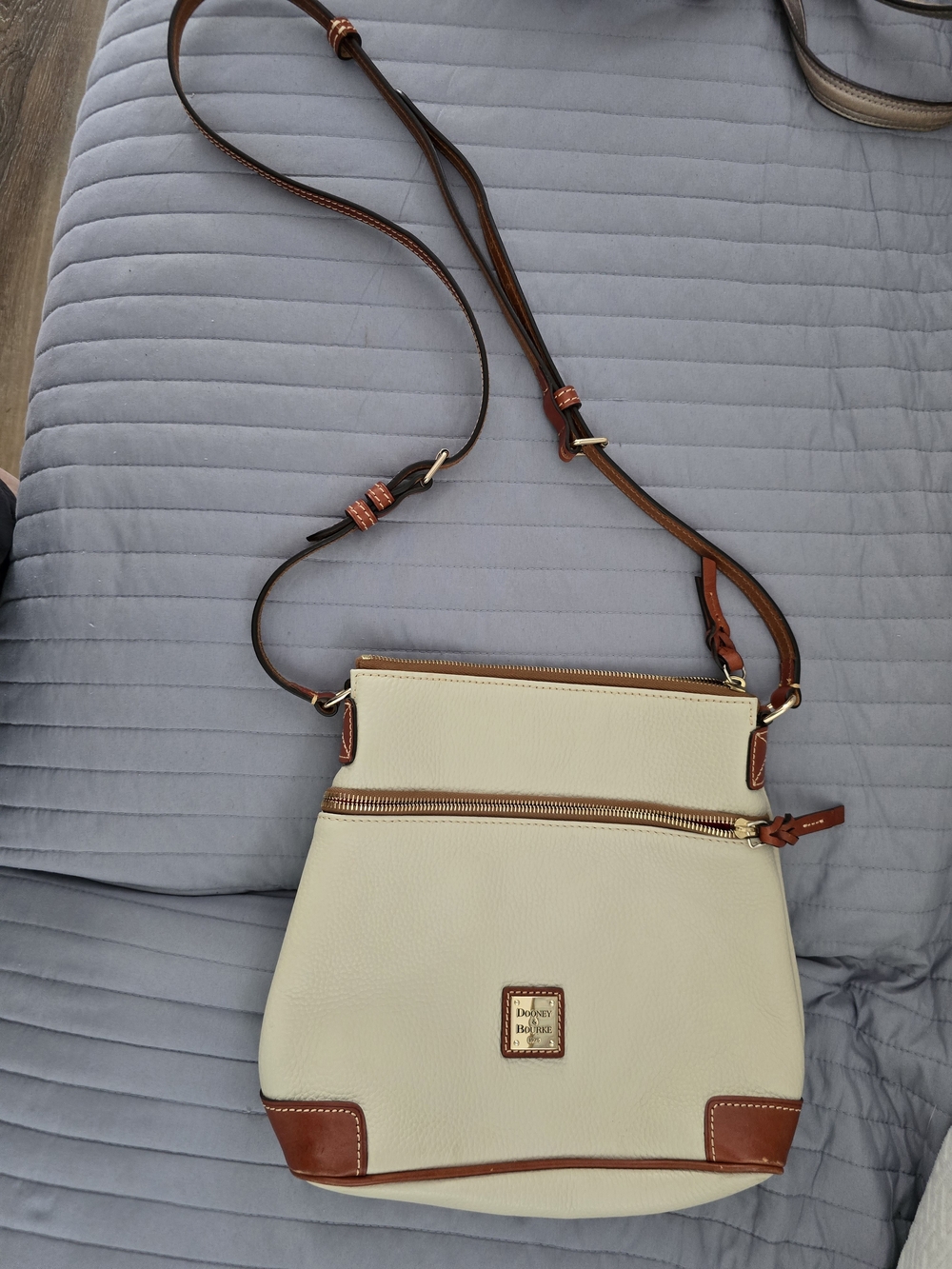 Dooney & Bourke Cream Crossbody with Brown Trim and Strap